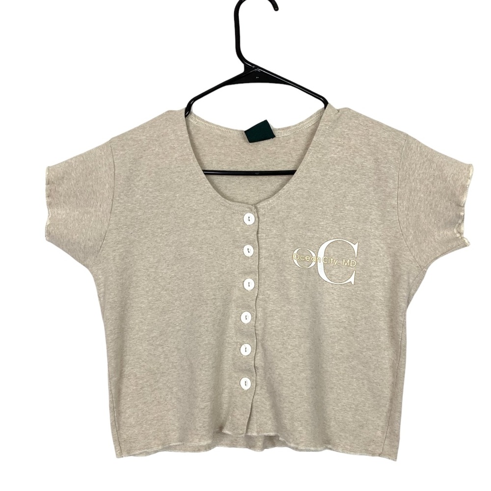 Vintage Ocean City button front semi crop top size medium